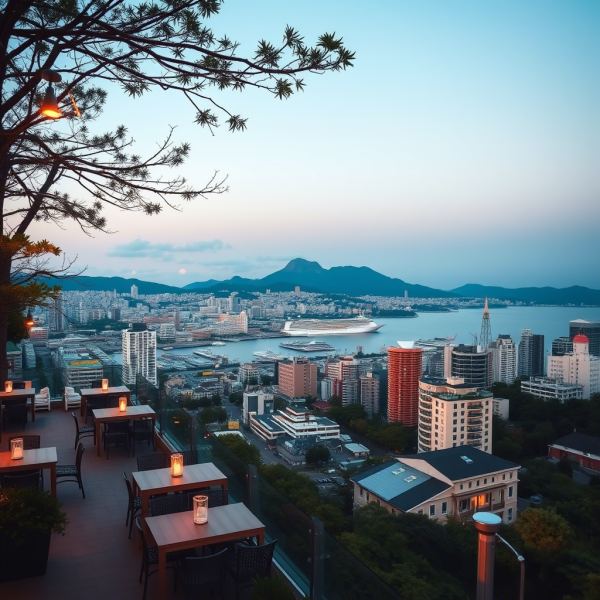 見晴らしのテラスから神戸港と六甲山を一望する絶景スポットでは朝昼夕夜それぞれ異なる表情が楽しめる