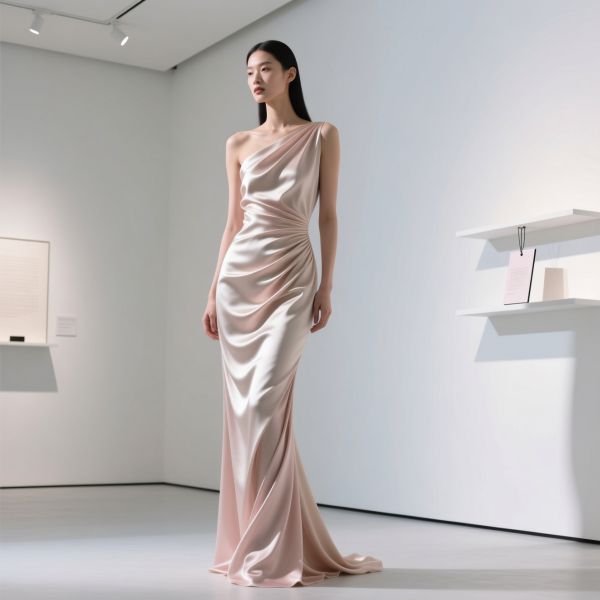 シルクとバイヤスカットが織りなすドレープフォールの世界をあなたに