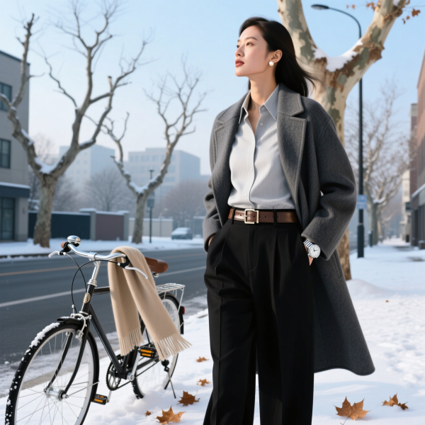 シャツで作る冬のマニッシュスタイル タックインで見せる洗練された着こなし術