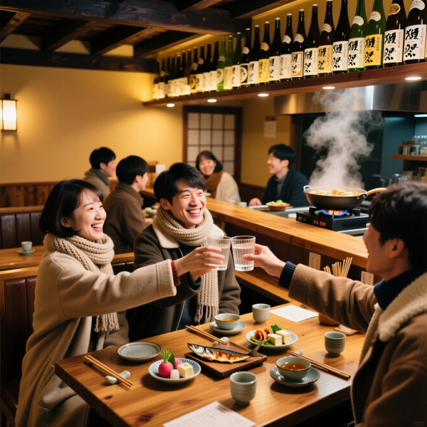 乾杯の合図で始まる居酒屋の夜 お通しと共に心も体も温まるひととき