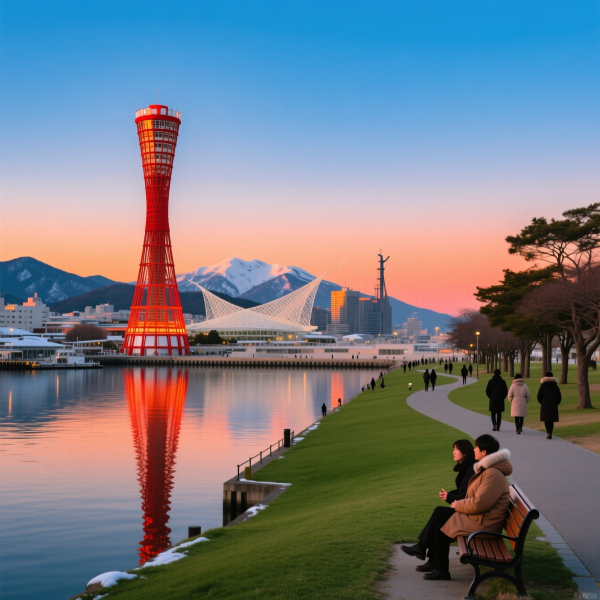 神戸の冬空にポートタワーとメリケンパークで心躍る時間を