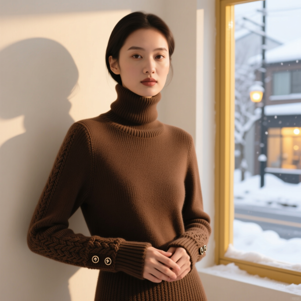 ニットの差はここにありモックネックとカフスデザインで冬コーデを格上げ