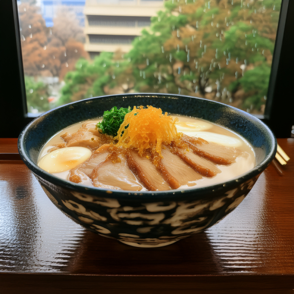 背脂が香る豚骨ラーメンと柔らかチャーシューの極上コラボ